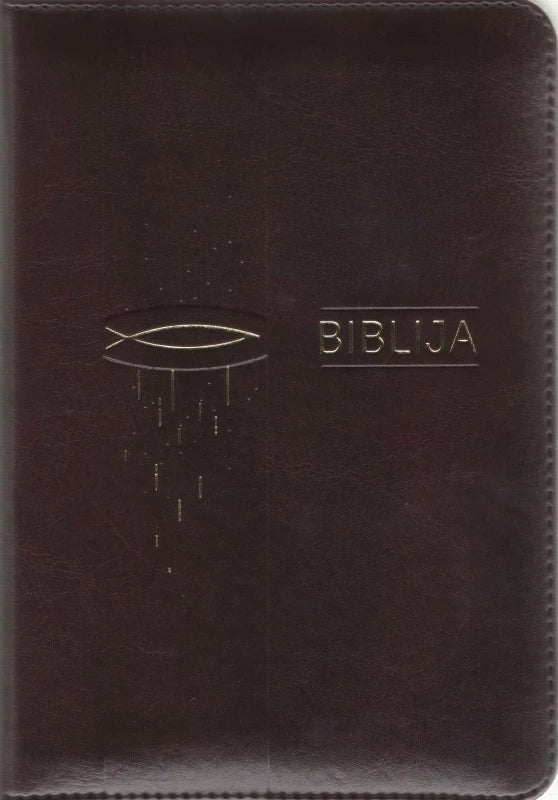 Biblija arba Šventasis Raštas. Kanoninis leidimas, viršelis su užtrauktuku (rudas)  12 x 17,5