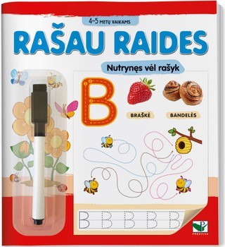 Rašau raides. 4-5m. vaikams. Nutrynęs vėl rašyk. Su flomasteriu