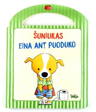 Šuniukas eina ant puoduko